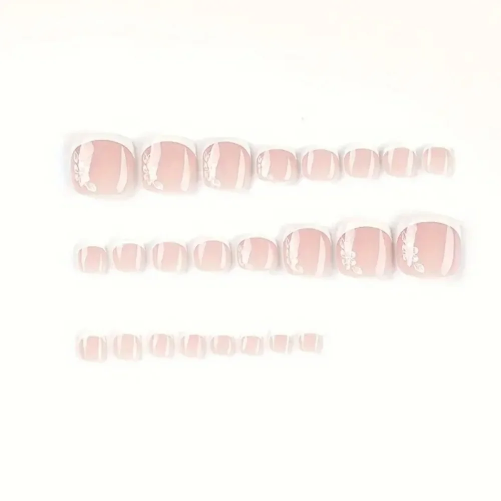 24 Pieces Fake Toe Press On Nails